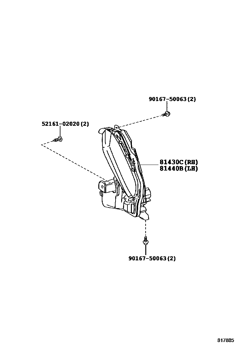 Toyota COROLLA 日间行车照明灯或照明灯 EPC diagram — 817885