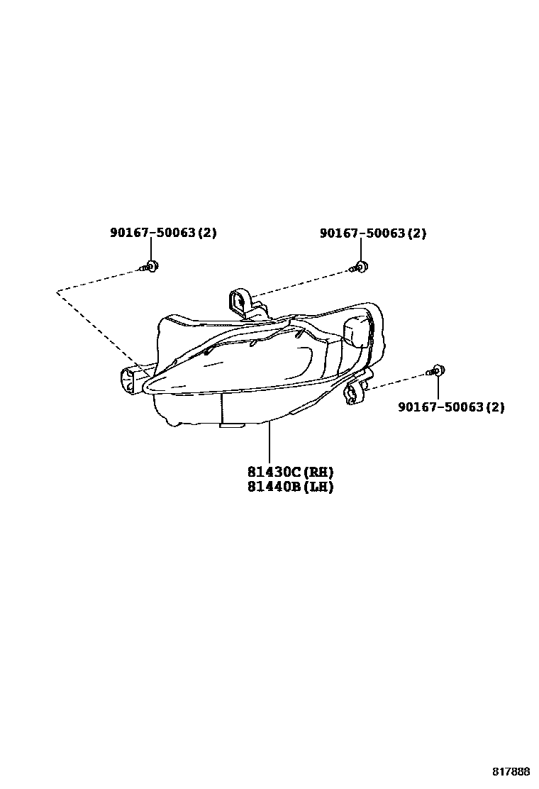 Toyota COROLLA 日间行车照明灯或照明灯 EPC diagram — 817888