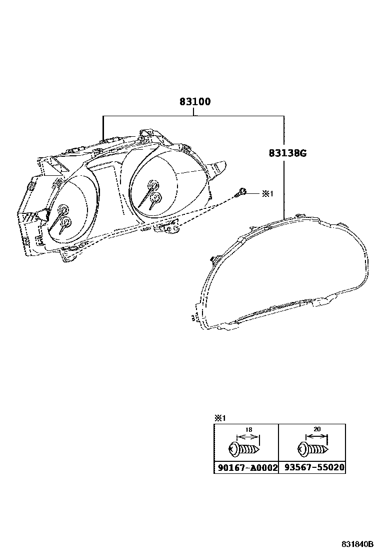 Toyota COROLLA 仪表 EPC diagram — 831840B