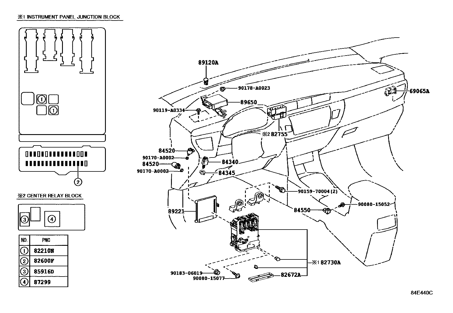 Toyota COROLLA 开关和继电器和ECU EPC diagram — 84E440C