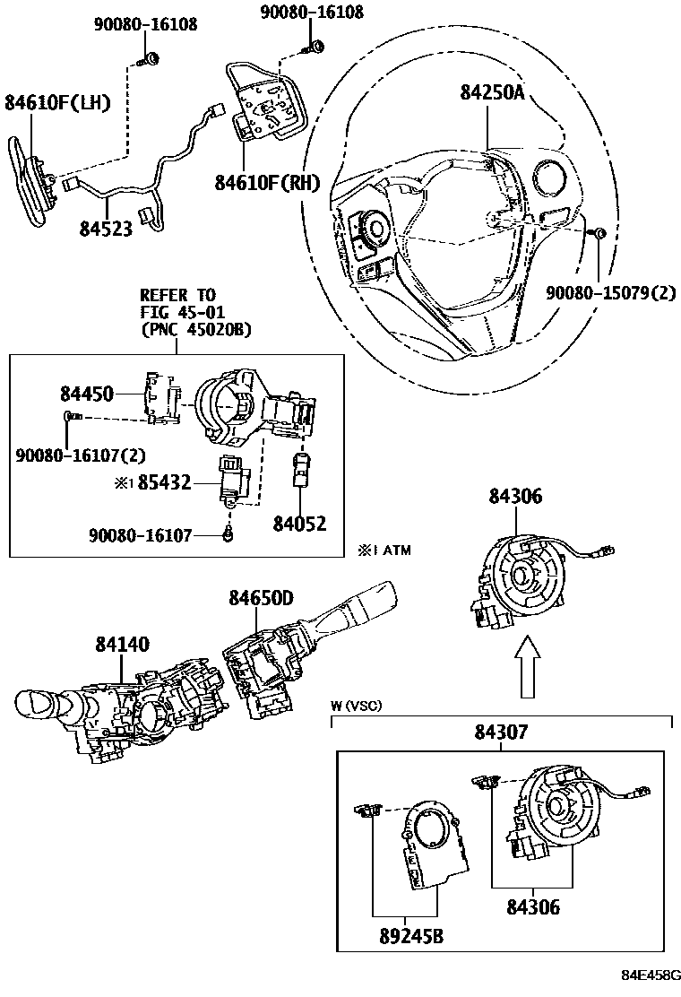 Toyota COROLLA 开关和继电器和ECU EPC diagram — 84E458G