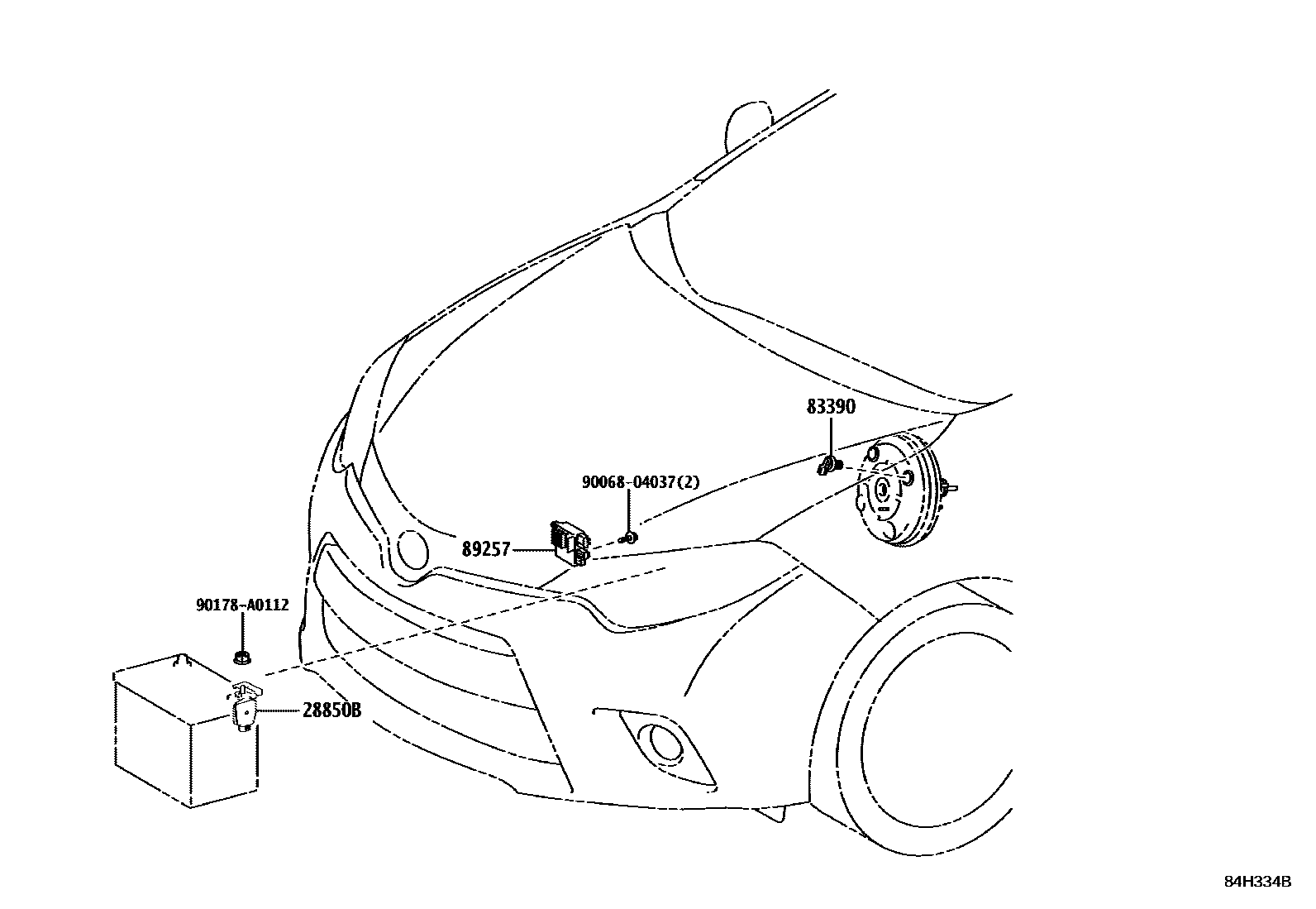 Toyota COROLLA 开关和继电器和ECU EPC diagram — 84H334B