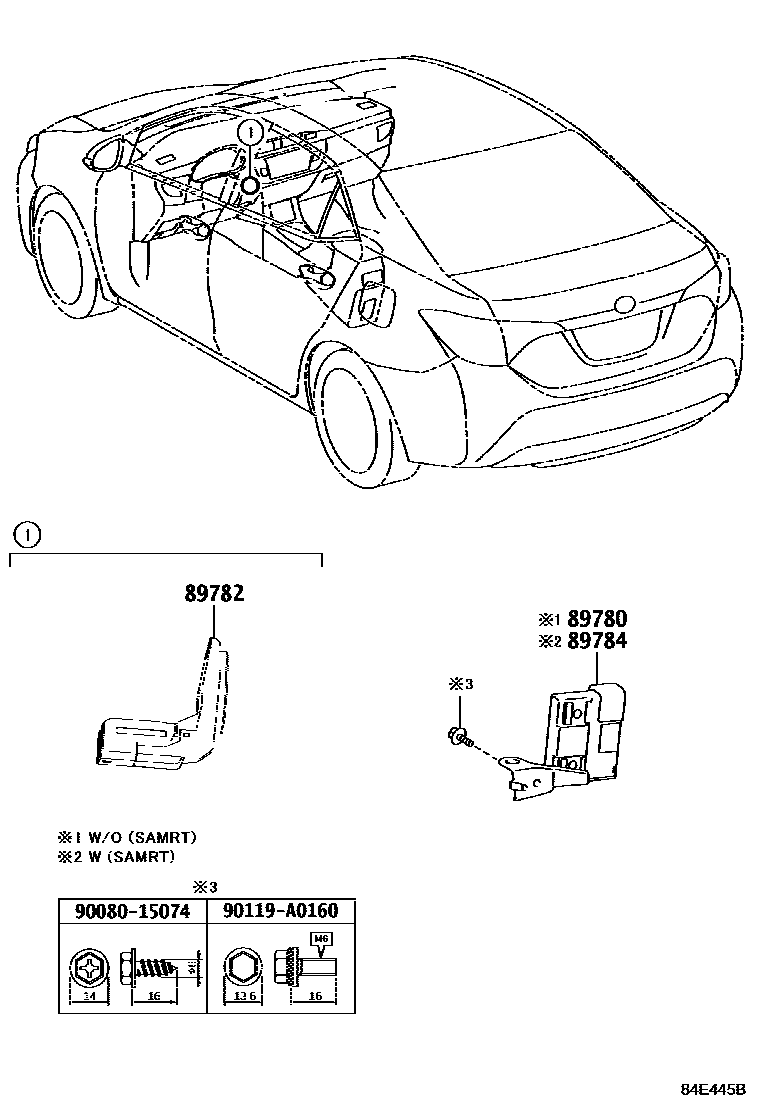 Toyota COROLLA 防盗装置 EPC diagram — 84E445B