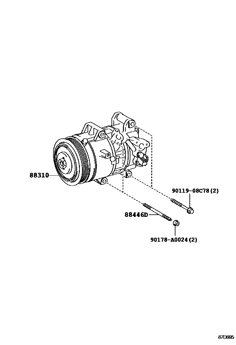 Toyota COROLLA Heating & Air Conditioning - Compressor EPC diagram — 87D695