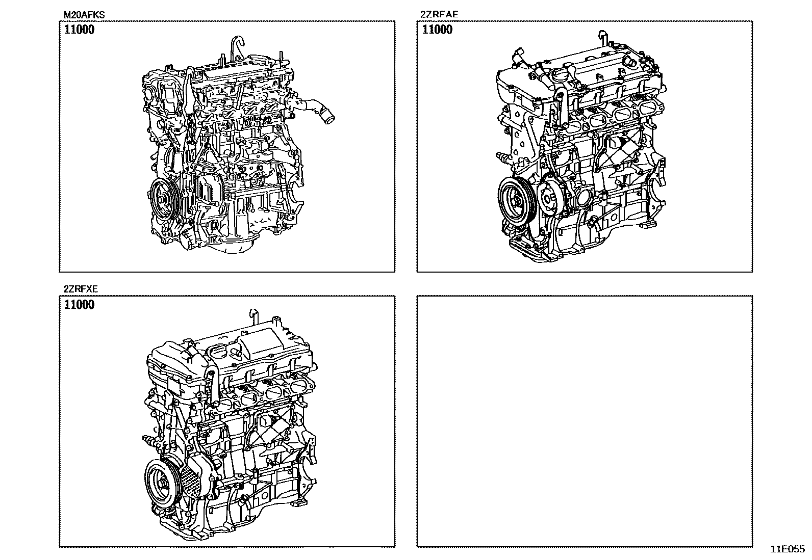 Toyota COROLLA Partial Engine Assembly EPC diagram — 11E055
