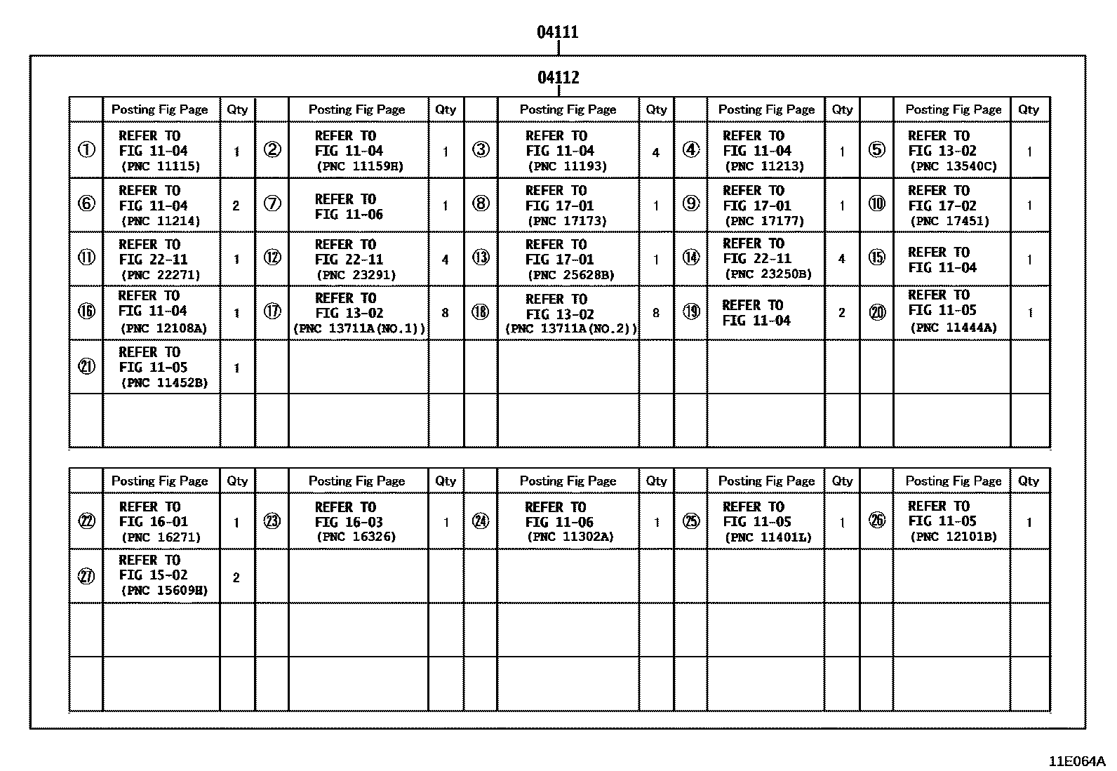 Toyota COROLLA Engine Overhaul Gasket Kit EPC diagram — 11E064A