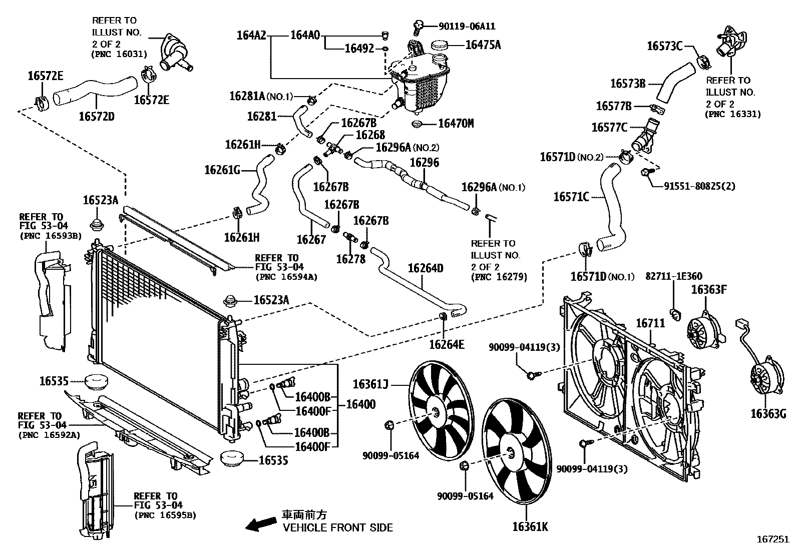Toyota COROLLA RADIATOR & WATER OUTLET EPC diagram — 167251
