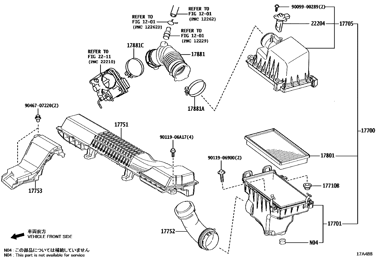 Toyota COROLLA Air Cleaner EPC diagram — 17A488