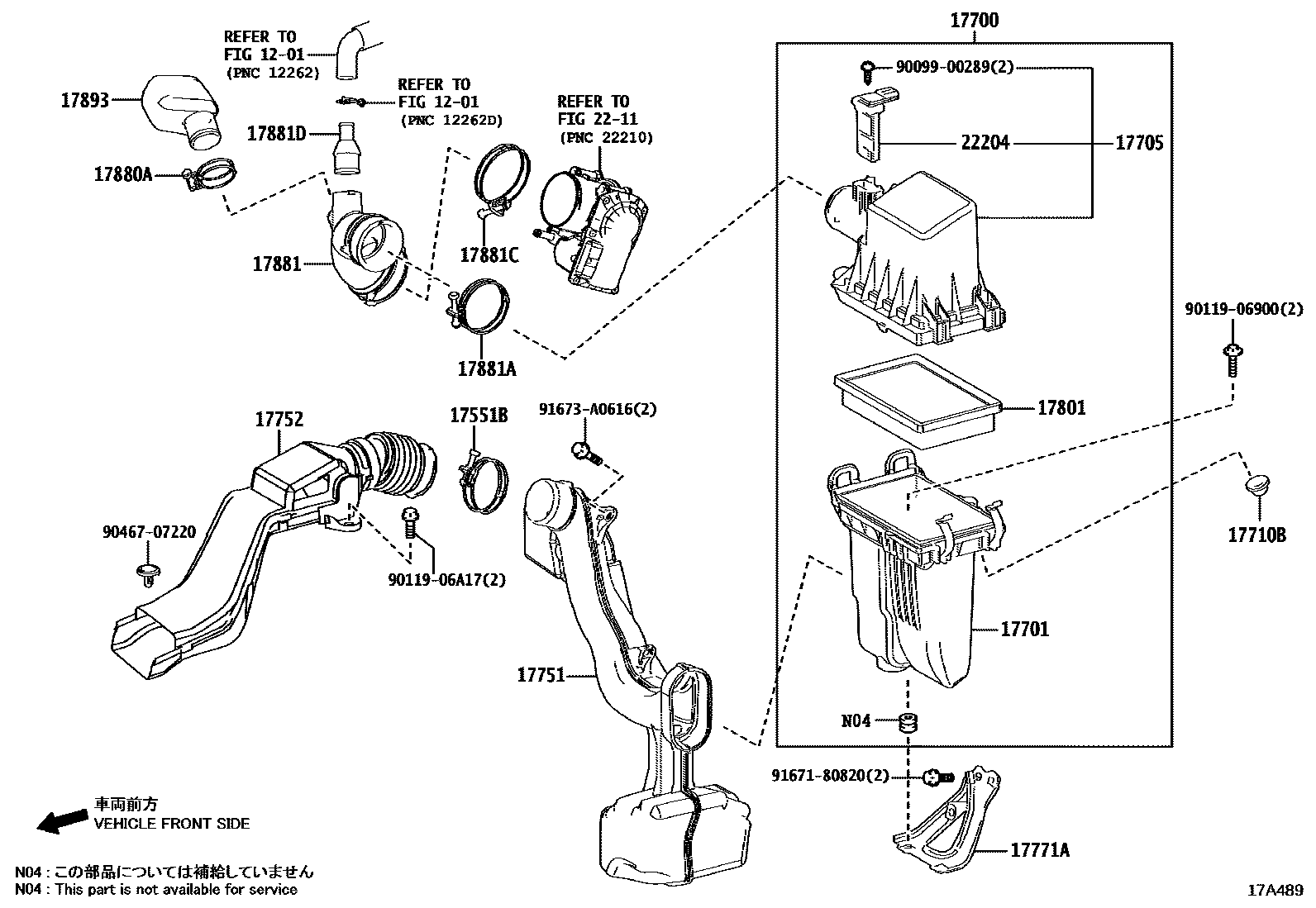 Toyota COROLLA Air Cleaner EPC diagram — 17A489