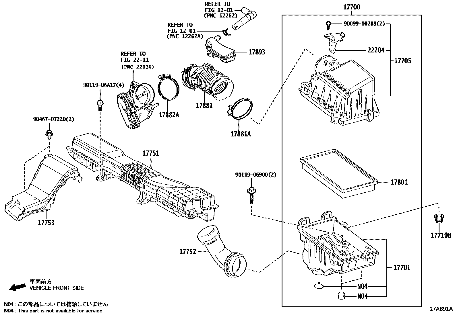 Toyota COROLLA Air Cleaner EPC diagram — 17A891A