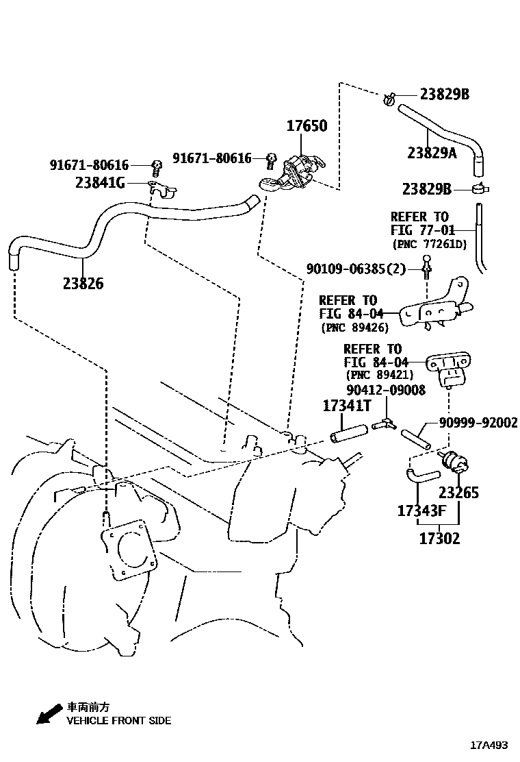 Toyota COROLLA vacuum tube EPC diagram — 17A493