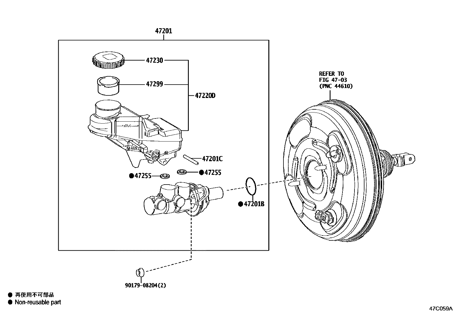 Toyota COROLLA 制动总泵 EPC diagram — 47C059A