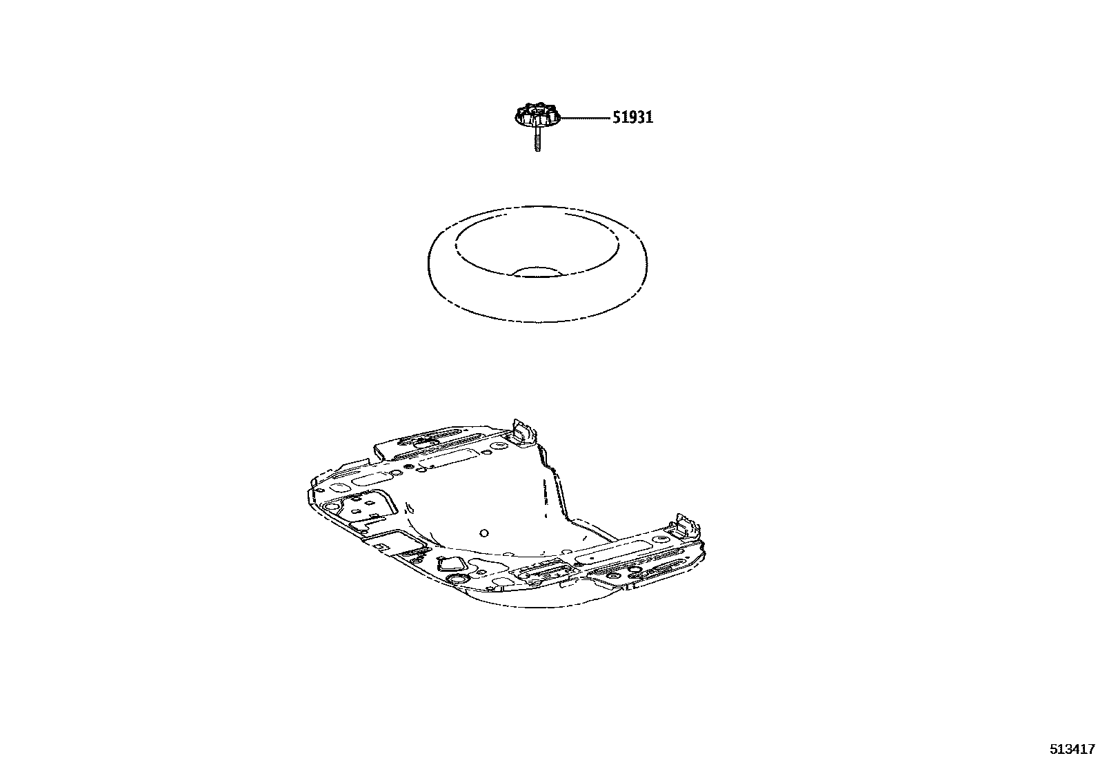 Toyota COROLLA Spare tire rack EPC diagram — 513417