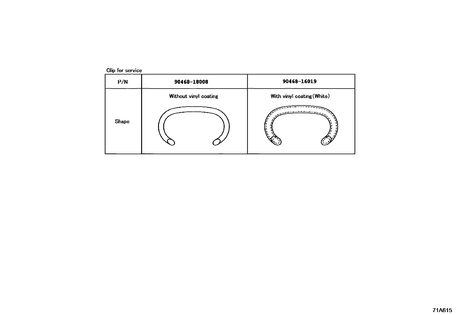 Toyota COROLLA 后排座椅和座椅滑轨 EPC diagram — 71A615
