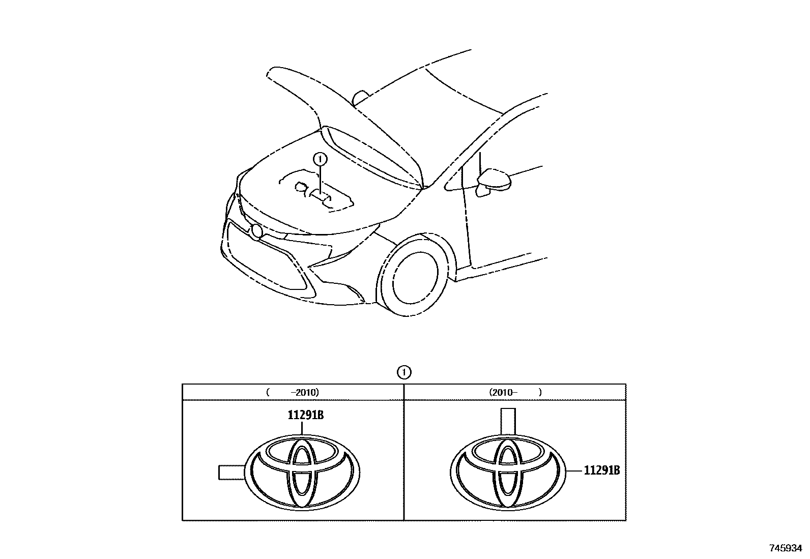 Toyota COROLLA 警示铭牌(车外和车内) EPC diagram — 745934