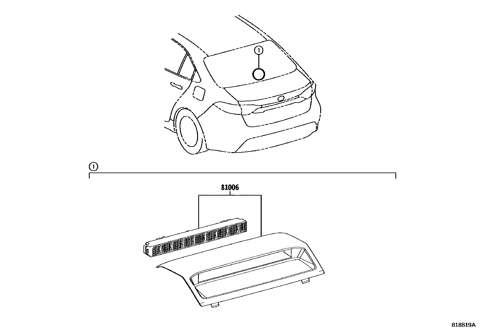 Toyota COROLLA 高位刹车灯 EPC diagram — 818819A