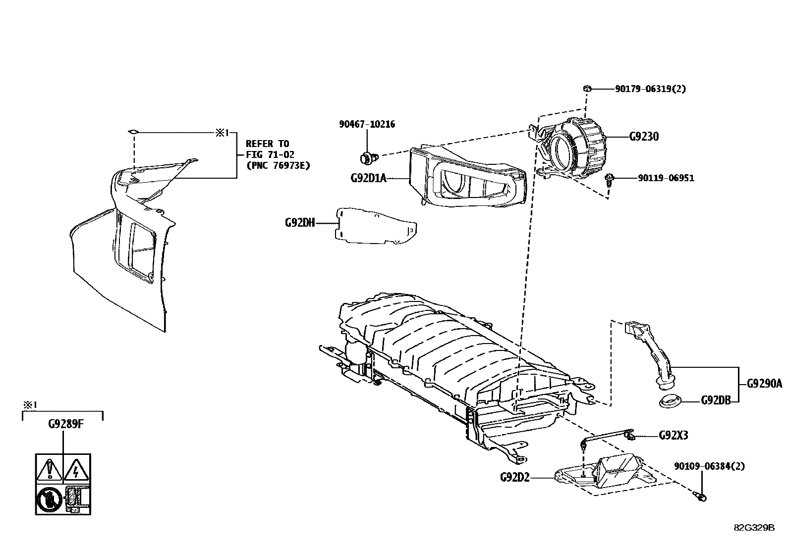 Toyota COROLLA 蓄电池和蓄电池电缆 EPC diagram — 82G329B