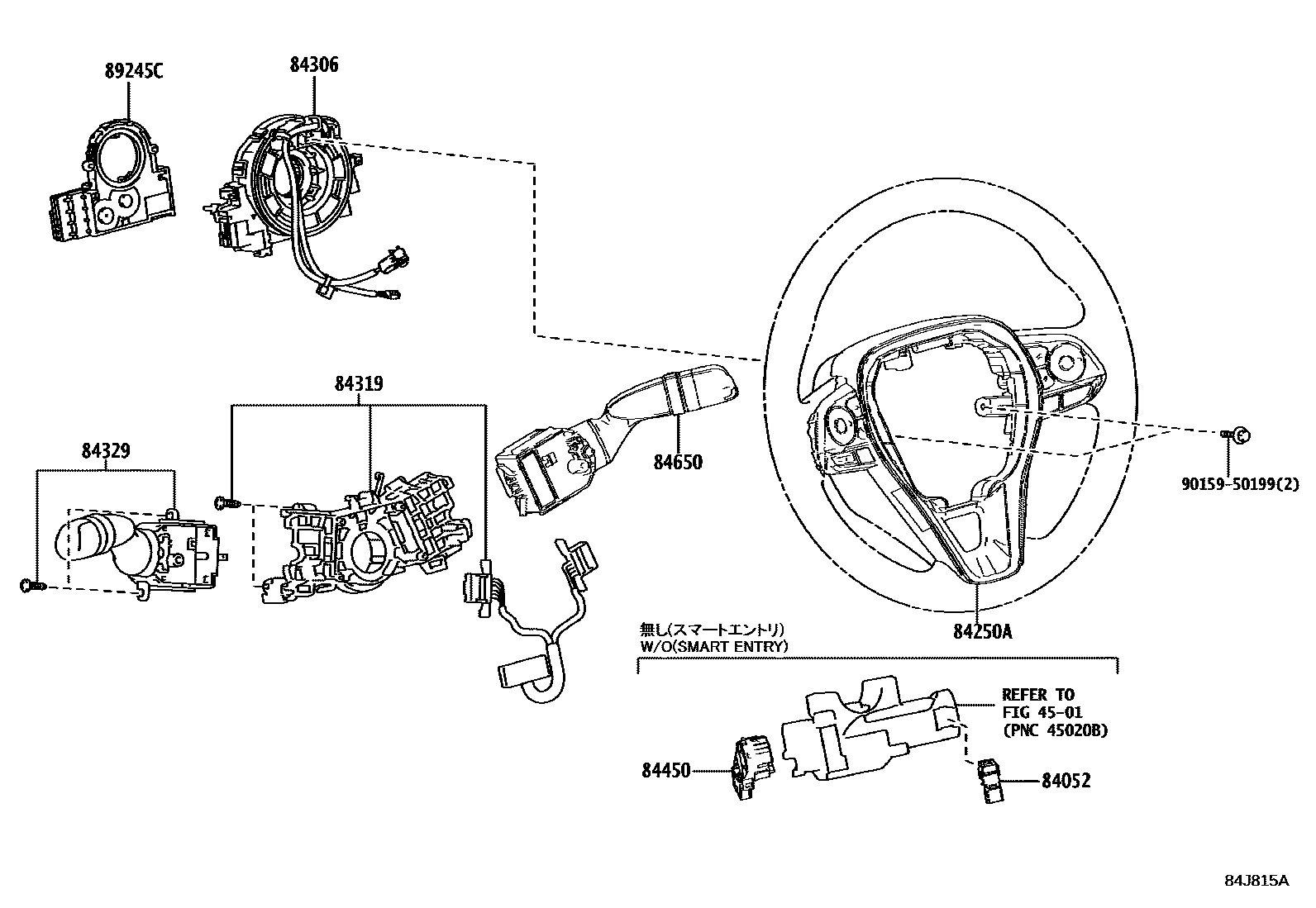 Toyota COROLLA 开关和继电器和ECU EPC diagram — 84J815A