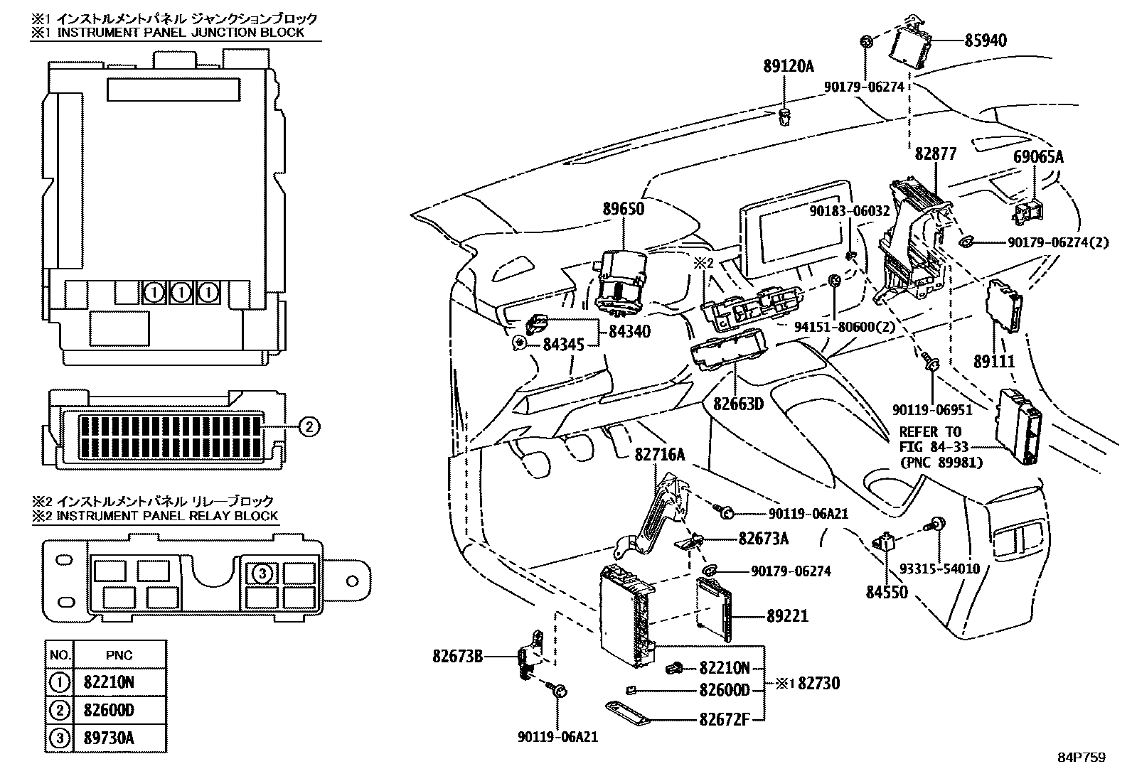 Toyota COROLLA 开关和继电器和ECU EPC diagram — 84P759