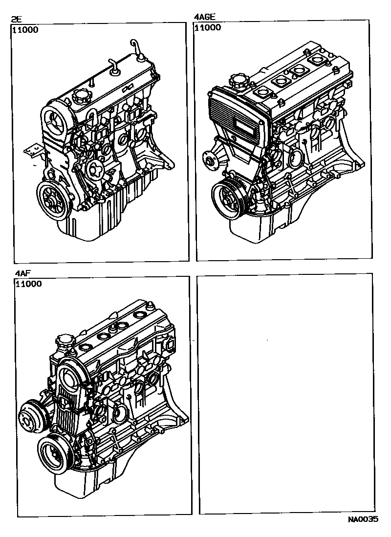 Toyota COROLLA Partial Engine Assembly EPC diagram — NA0035