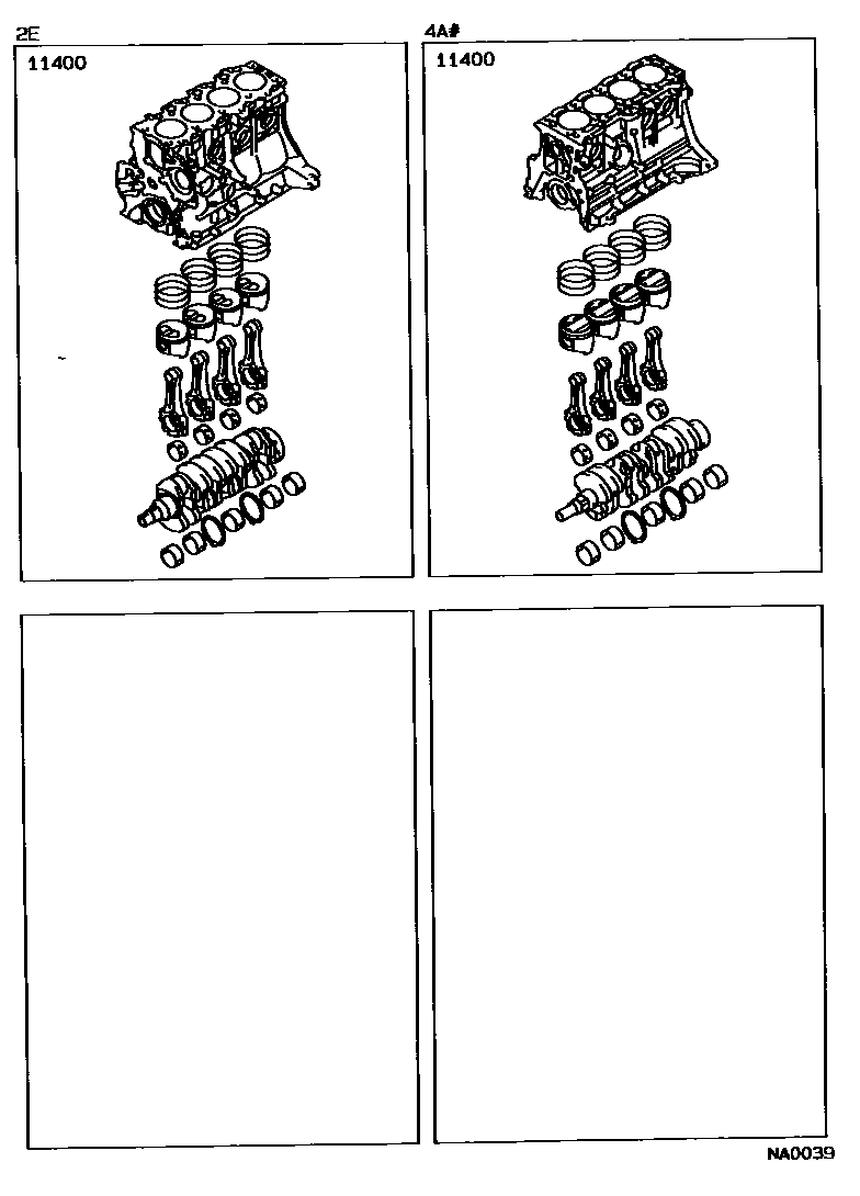 Toyota COROLLA Short Block Assembly EPC diagram — NA0039