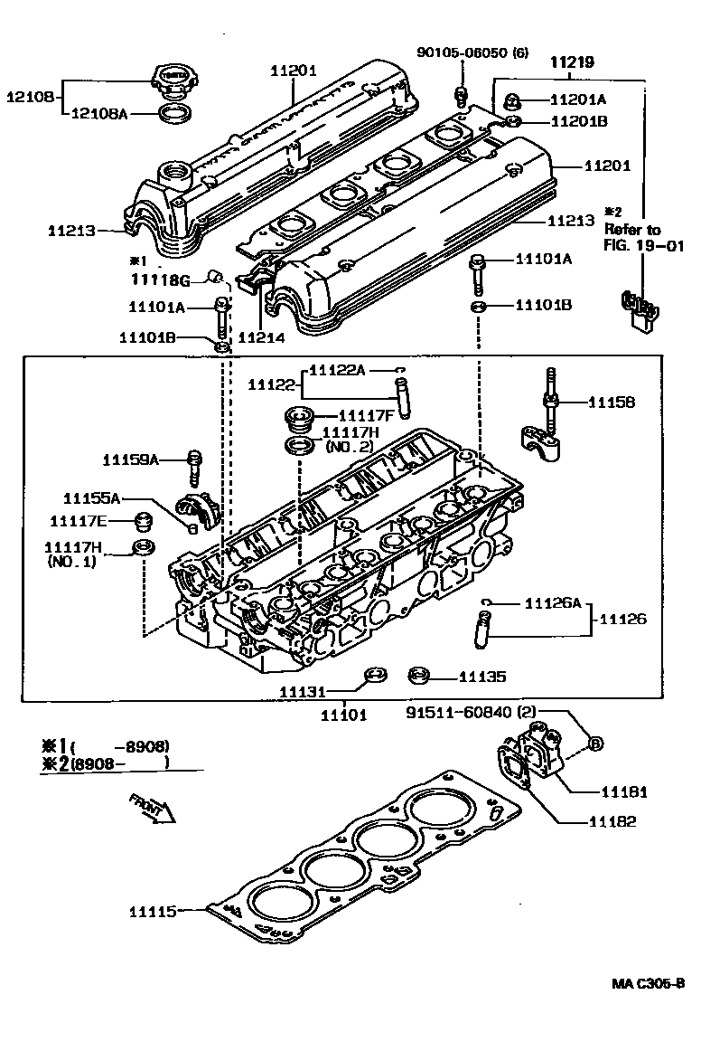 Toyota COROLLA Cylinder Head EPC diagram — MAC305B
