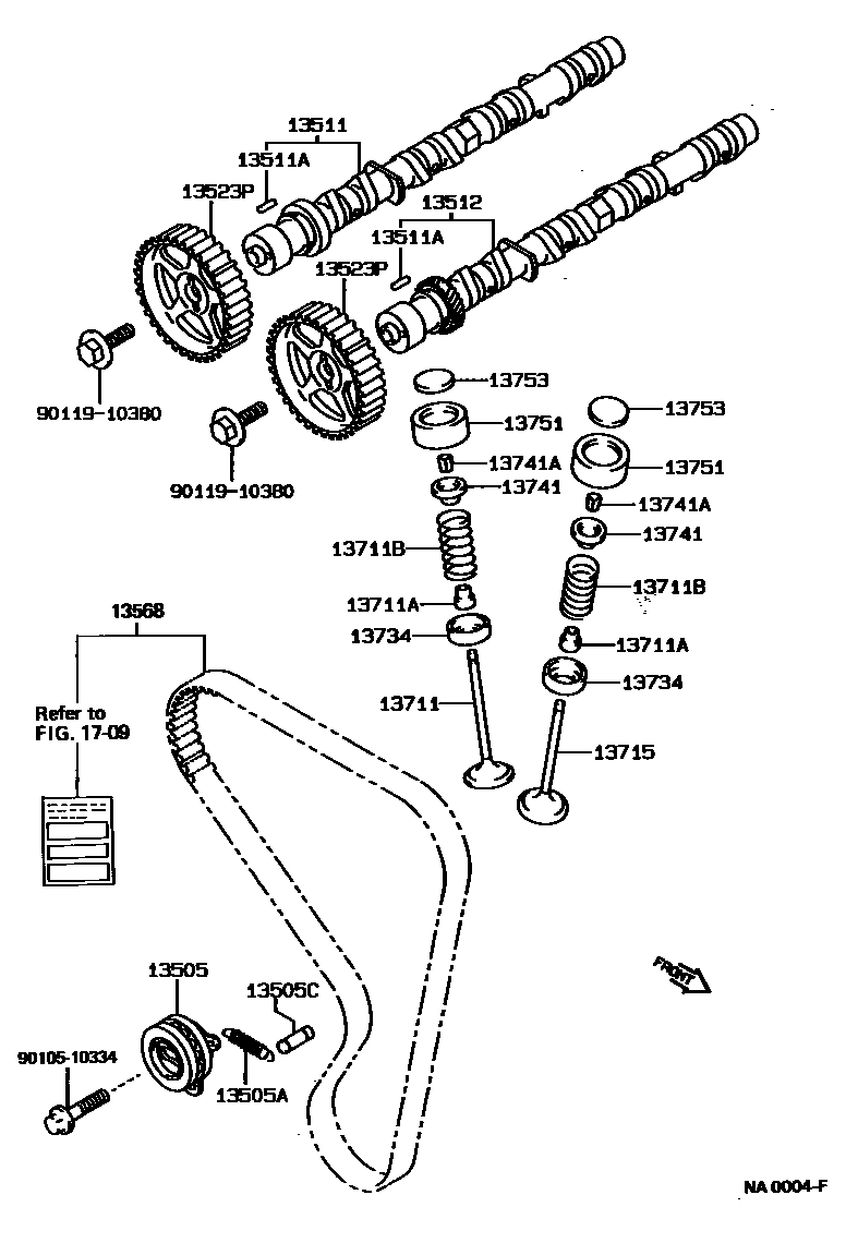 Toyota COROLLA Camshaft & Valve EPC diagram — NA0004F