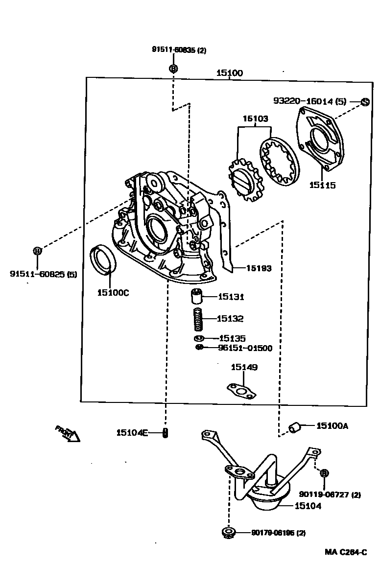 Toyota COROLLA Engine Oil Pump EPC diagram — MAC264C