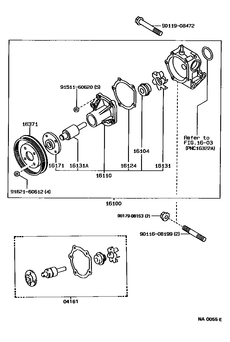 Toyota COROLLA Water Pump EPC diagram — NA0055E