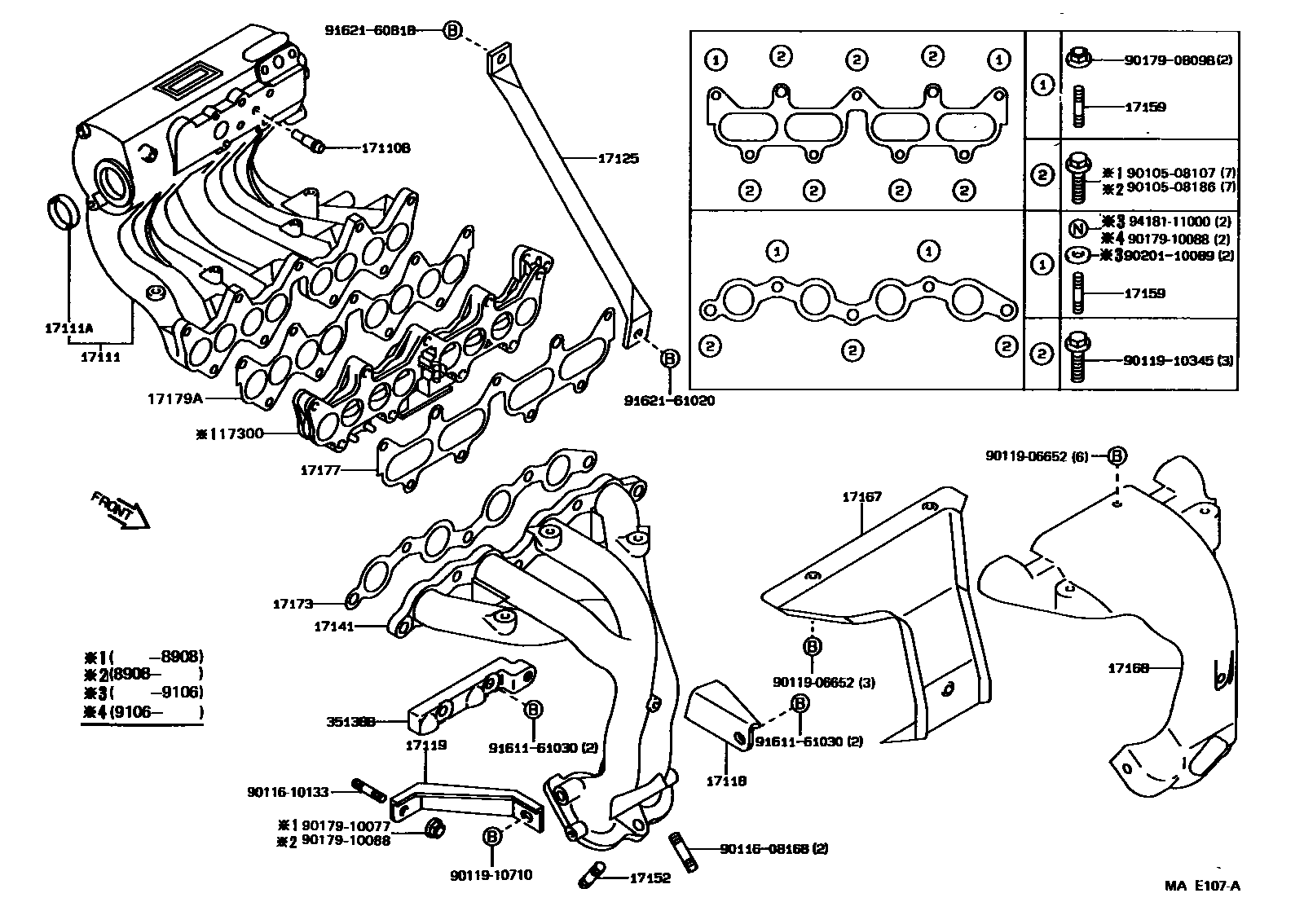Toyota COROLLA Manifold EPC diagram — MAE107A