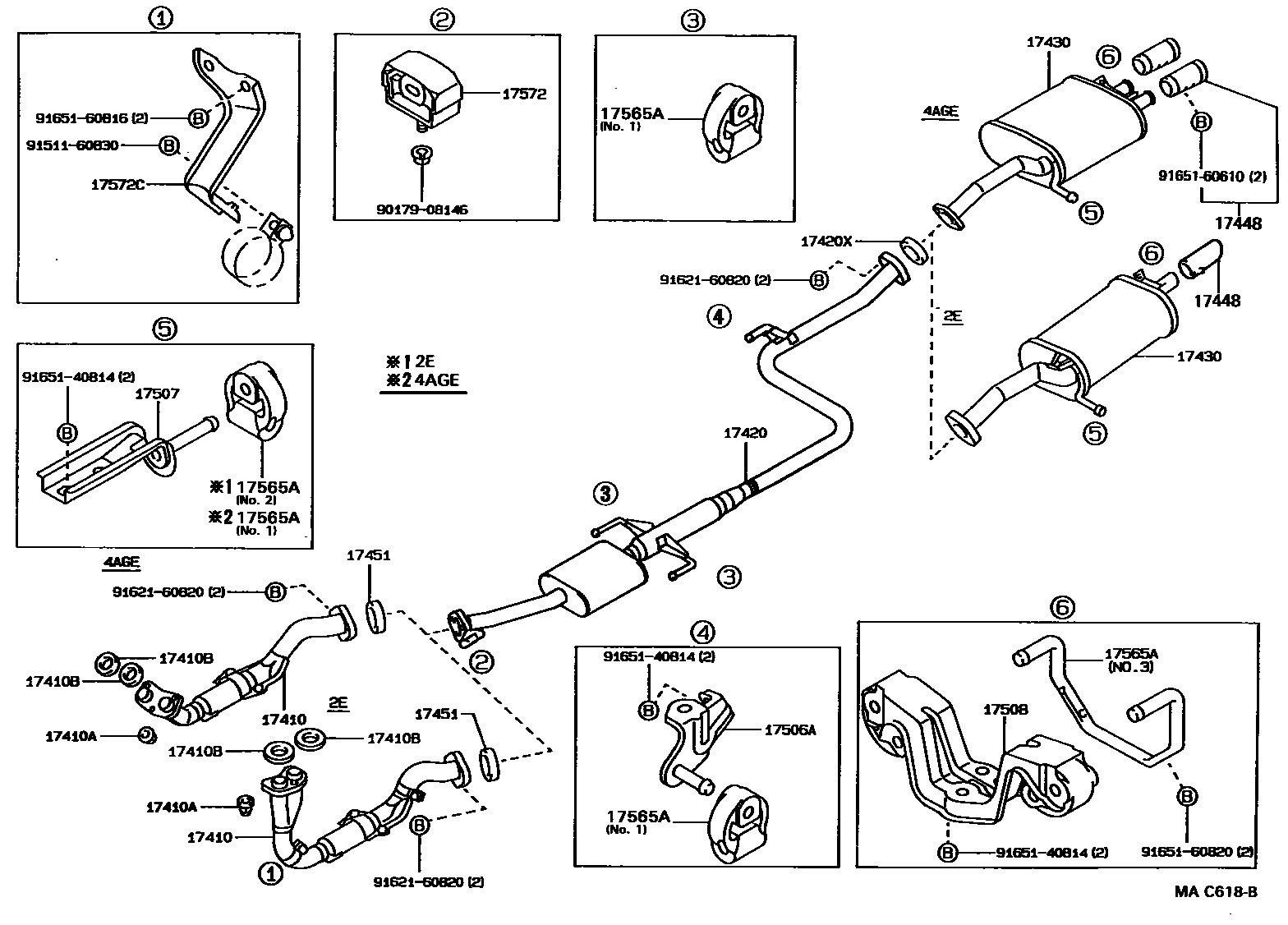 Toyota COROLLA Exhaust Pipe EPC diagram — MAC618B
