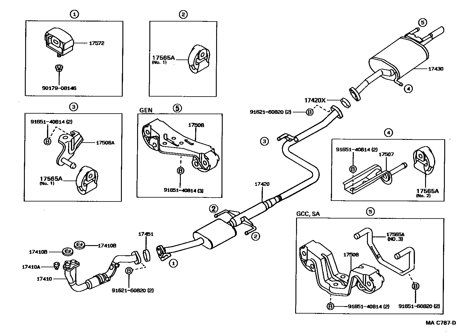 Toyota COROLLA Exhaust Pipe EPC diagram — MAC787D