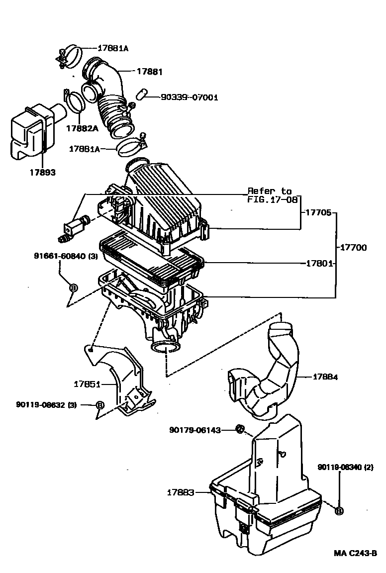 Toyota COROLLA Air Cleaner EPC diagram — MAC243B
