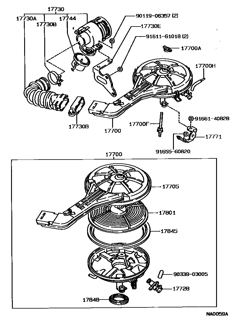 Toyota COROLLA Air Cleaner EPC diagram — NA0059A
