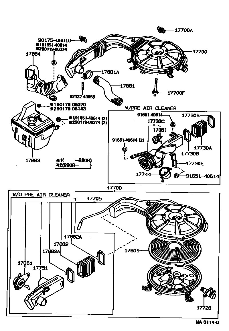 Toyota COROLLA Air Cleaner EPC diagram — NA0114D