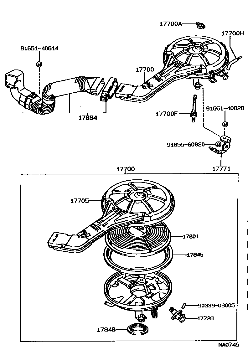 Toyota COROLLA Air Cleaner EPC diagram — NA0745