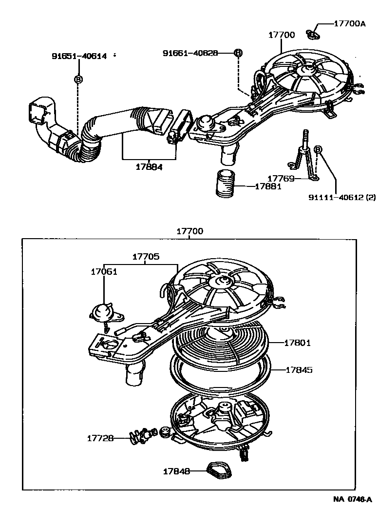 Toyota COROLLA Air Cleaner EPC diagram — NA0746A