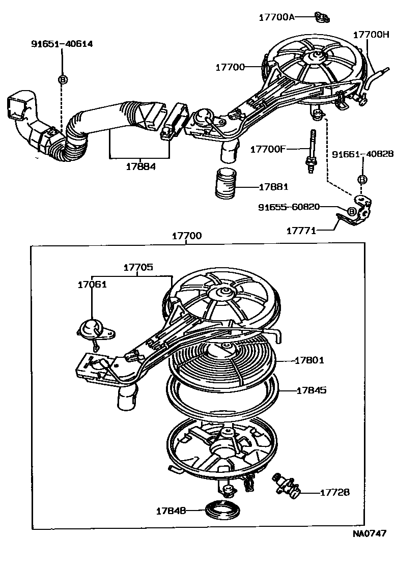 Toyota COROLLA Air Cleaner EPC diagram — NA0747