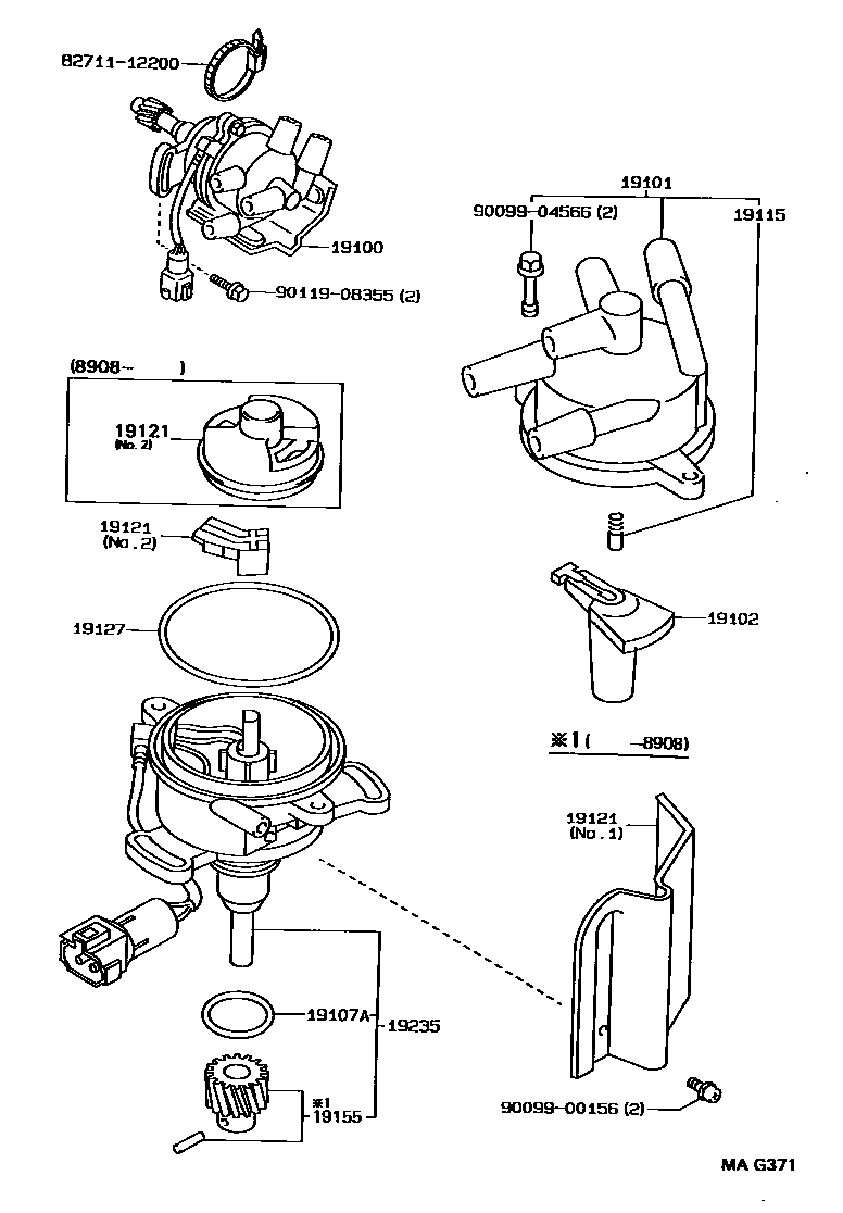 Toyota COROLLA 分电器 EPC diagram — MAG371