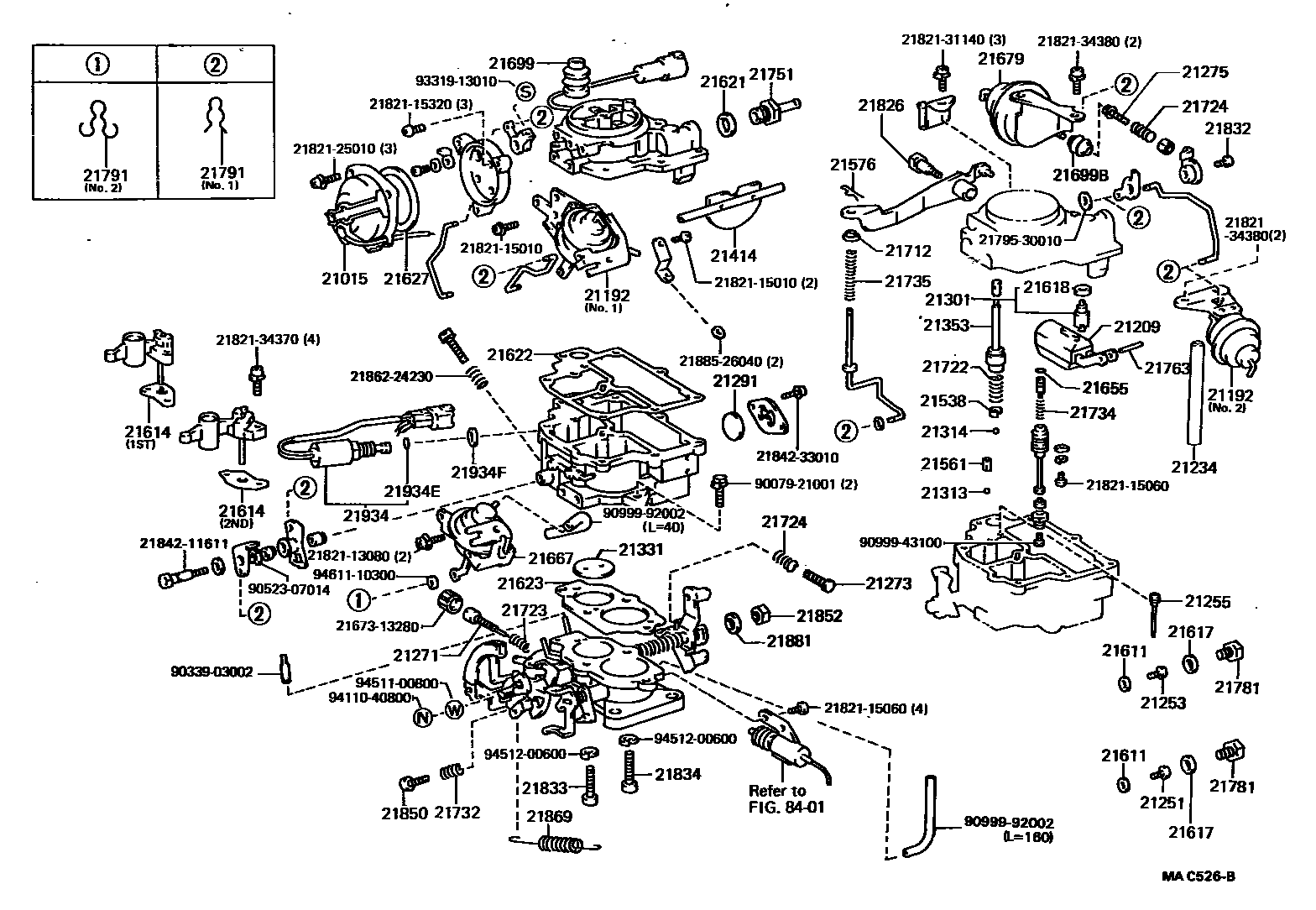 Toyota COROLLA 化油器 EPC diagram — MAC526B