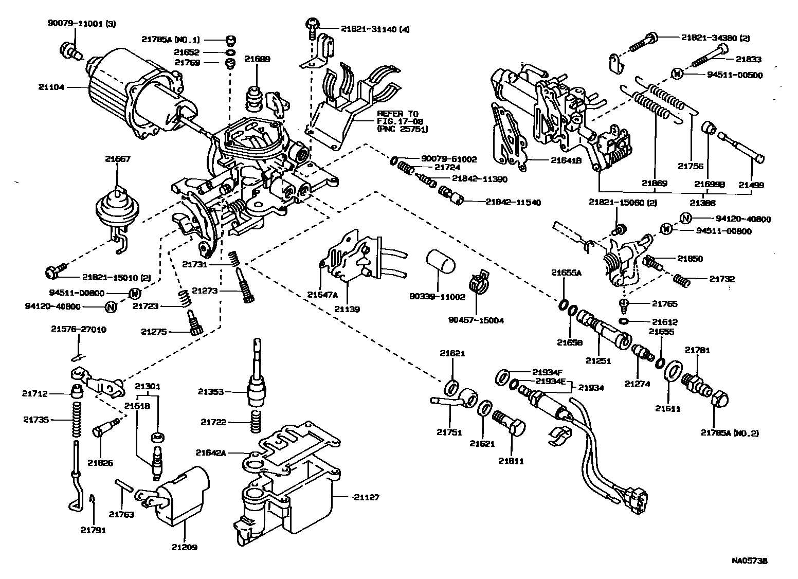 Toyota COROLLA 化油器 EPC diagram — NA0573B