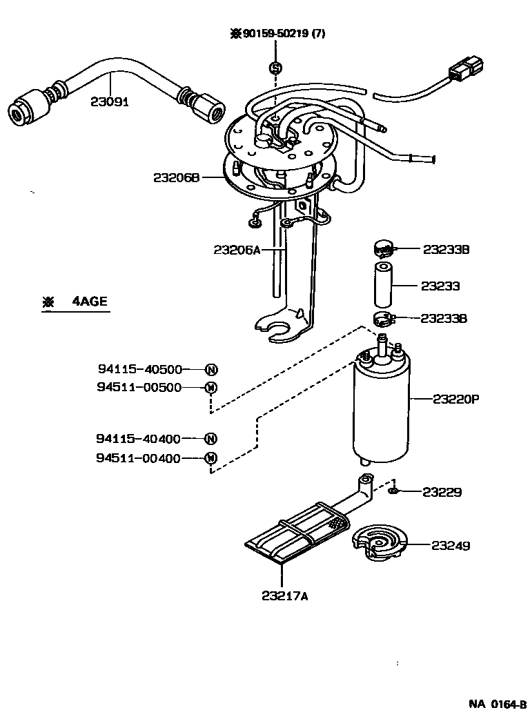 Toyota COROLLA 燃油喷射系统 EPC diagram — NA0164B