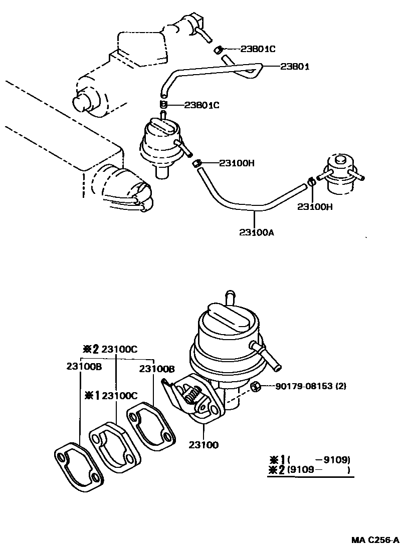 Toyota COROLLA 燃油泵和燃油管 EPC diagram — MAC256A
