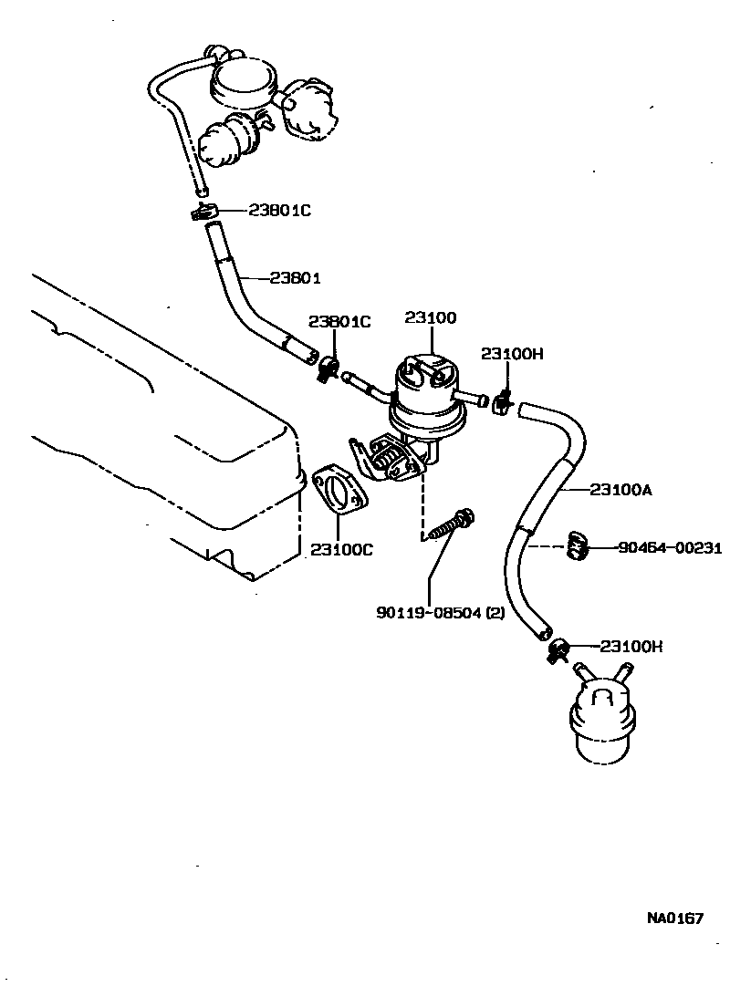 Toyota COROLLA 燃油泵和燃油管 EPC diagram — NA0167