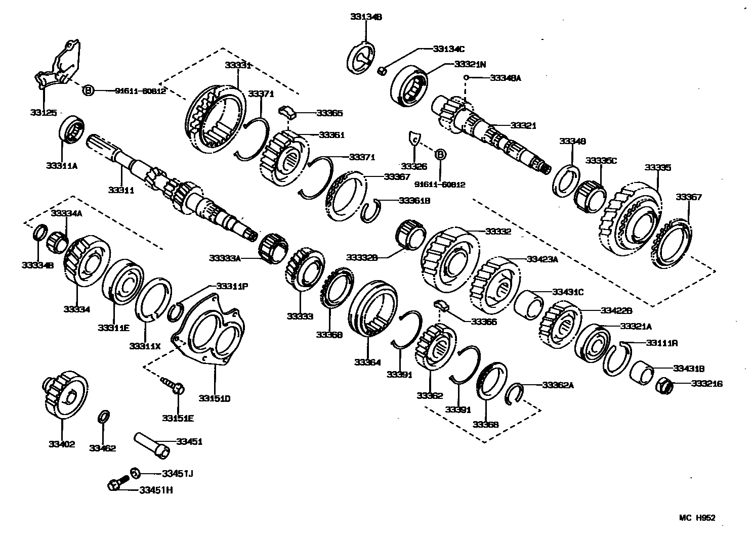 Toyota COROLLA 变速器齿轮(MTM) EPC diagram — MCH952