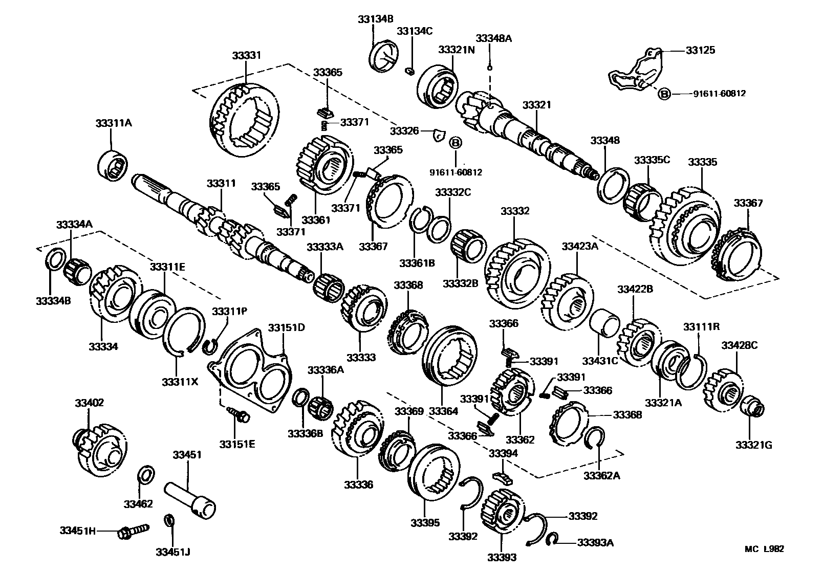 Toyota COROLLA 变速器齿轮(MTM) EPC diagram — MCL982