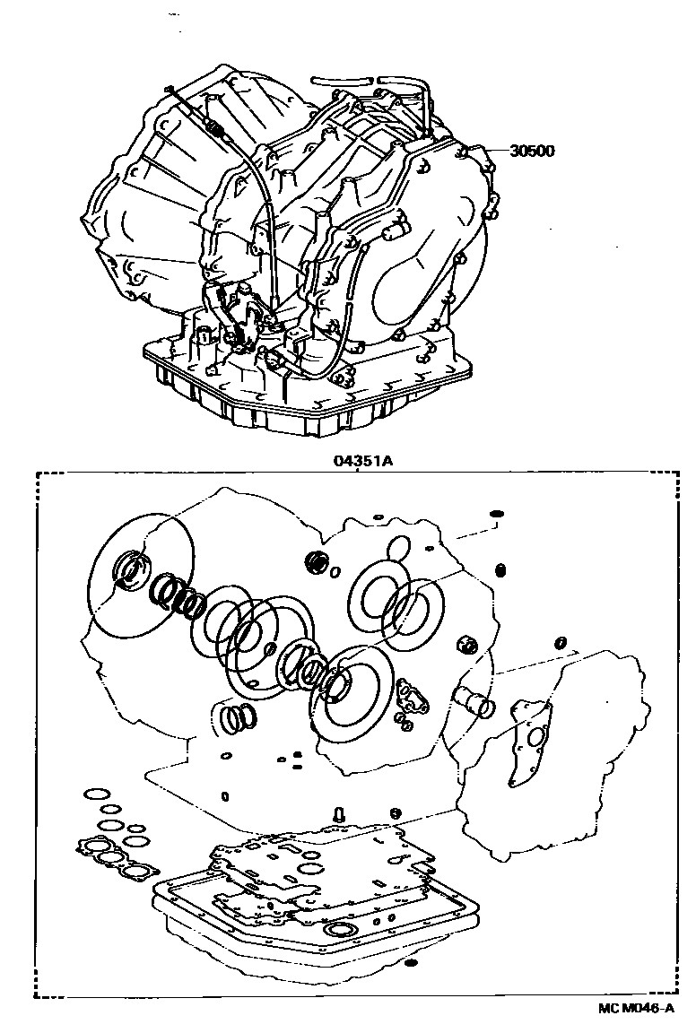 Toyota COROLLA 传动桥或变速器总成和衬垫组件(ATM) EPC diagram — MCM046A
