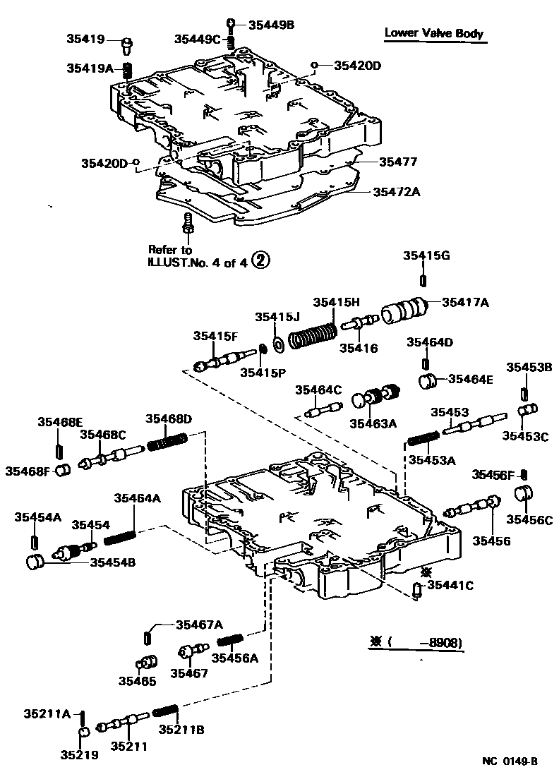 Toyota COROLLA 阀体和滤油网(ATM) EPC diagram — NC0149B