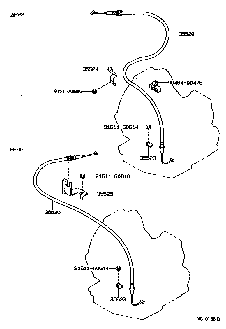 Toyota COROLLA 节气阀连杆和阀杆(ATM) EPC diagram — NC0158D