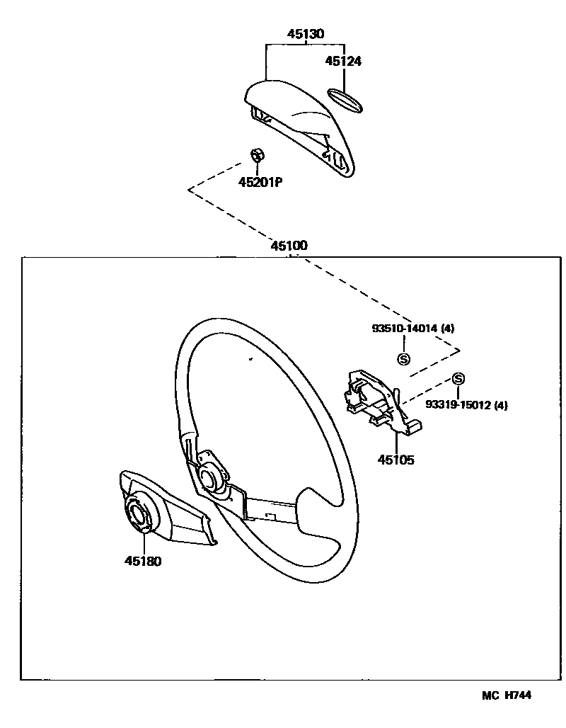 Toyota COROLLA Steering Wheel EPC diagram — MCH744